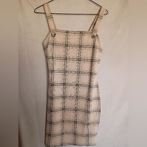 Boohoo Beige Checkered Mini Dress